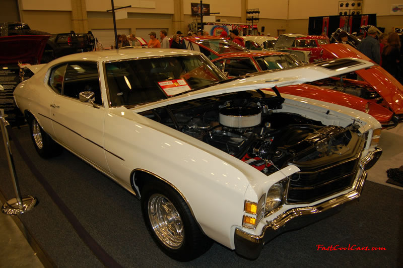 The 2009 World of Wheels Show in Chattanooga, Tennessee. On Jan. 9th,10, & 11th, Pictures by Ron Landry. Nice white paint on this great display of a muscle car from the past, Chevrolet power.