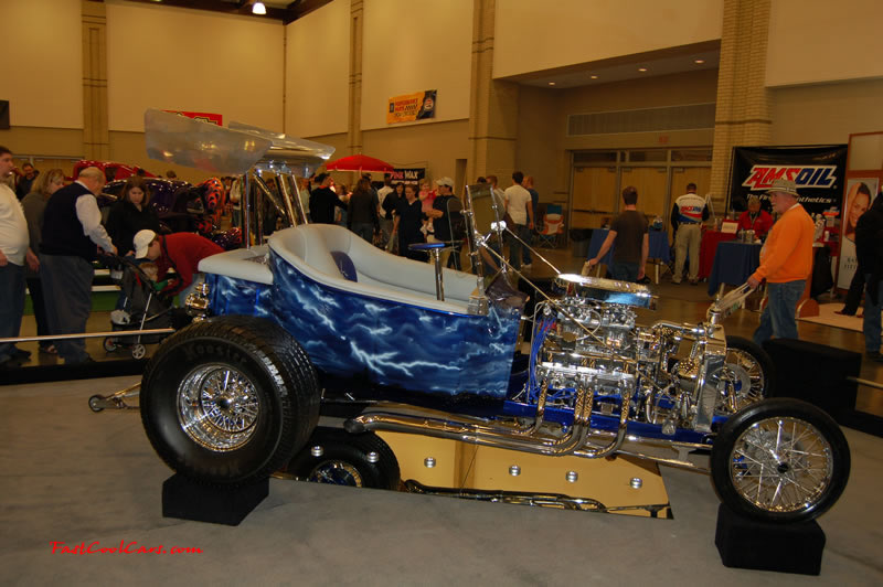 The 2009 World of Wheels Show in Chattanooga, Tennessee. On Jan. 9th,10, & 11th, Pictures by Ron Landry. Hot rod bucket, with lots of chrome accessories.