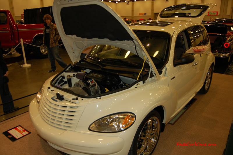 The 2009 World of Wheels Show in Chattanooga, Tennessee. On Jan. 9th,10, & 11th, Pictures by Ron Landry. This is a 5.7 liter Hemi in a PT Cruiser... COOL and chrome wheels.