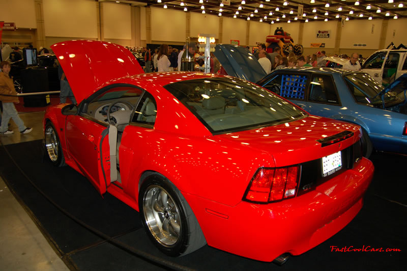 The 2009 World of Wheels Show in Chattanooga, Tennessee. On Jan. 9th,10, & 11th, Pictures by Ron Landry. Ford Mustang, nice color and no rear spoiler.