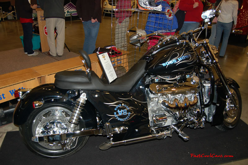 The 2009 World of Wheels Show in Chattanooga, Tennessee. On Jan. 9th,10, & 11th, Pictures by Ron Landry. Boss Hoss V-8 motorcycle. very nice looking ride.