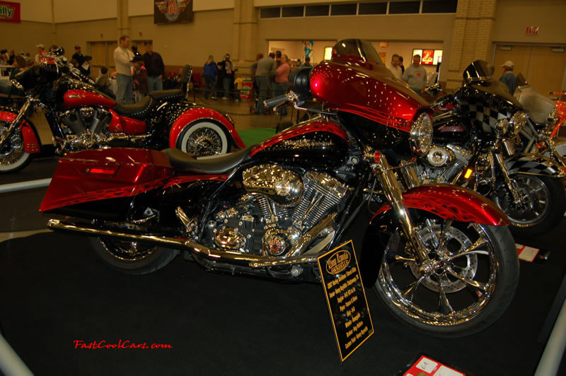 The 2009 World of Wheels Show in Chattanooga, Tennessee. On Jan. 9th,10, & 11th, Pictures by Ron Landry. Custom Harly Davidson and its awesome paint job. And custom wheels to cruise along with.