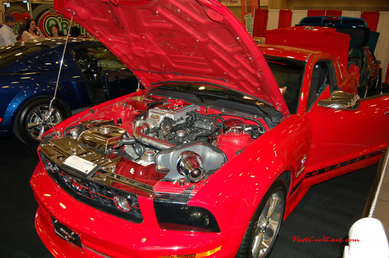 The 2009 World of Wheels Show in Chattanooga, Tennessee. On Jan. 9th,10, & 11th, Pictures by Ron Landry. Late model Ford Mustang, looking good, nice color too.