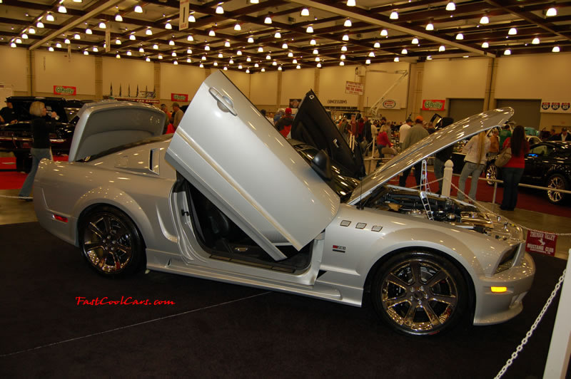 The 2009 World of Wheels Show in Chattanooga, Tennessee. On Jan. 9th,10, & 11th, Pictures by Ron Landry. Customized Saleen Mustang. Lambo doors, chrome wheels. wild ride, cruising in the whip.