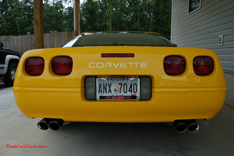 1994 Competition Yellow Chevrolet Corvette, 383 stroker LT1, 6 speed. New chrome letters in the rear letter insert.