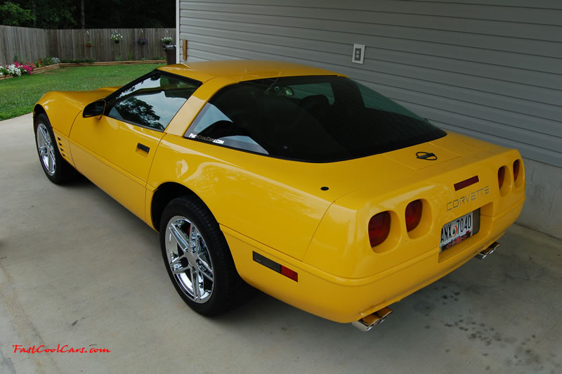 1994 Competition Yellow Chevrolet Corvette, 383 stroker LT1, 6 speed. New chrome letters in the rear letter insert.