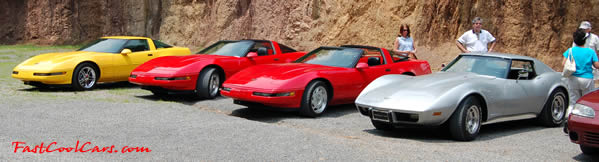 This is us on a Sunday cruise with 3 other Corvettes from the Cleveland Corvette Club at our destination of Sunshine Hollow for lunch and checking out nature for the day.