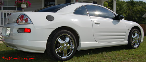 Heather's Fast Cool Car - 2000 Mitsubishi Eclipse GT with new 17 inch chrome wheels, cool looking rims for sure.