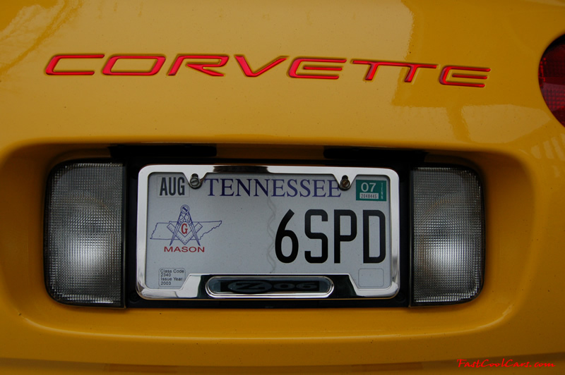 2002 Millennium Yellow Z06 Corvette - 405 HP Stock, at new home in Cleveland, Tennessee, Z06 license plate frame