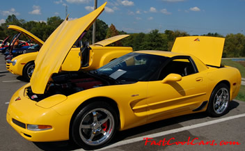 2002 Millennium Yellow Z06 Corvette - 405 HP - 454HP after tune and bolt ons - CCW SP500 polished aluminum wheels 18 front 19 rears, dual Borla Stingers, Vara-Ram, X-pipe, B&M short throw ripper shifter.