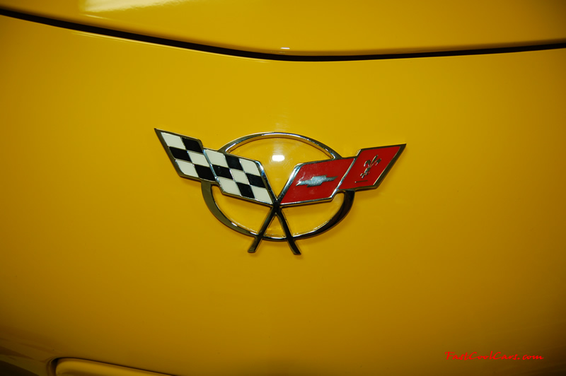 2002 Millennium Yellow supercharged & methanol injected Z06 Corvette, with many modifications, over 50 grand invested in the past 2+ years, for sale $38,000 what a deal. C5 Corvette emblem on the front, and its chrome.