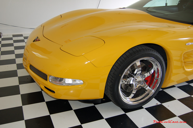 2002 Millennium Yellow supercharged & methanol injected Z06 Corvette, with many modifications, over 50 grand invested in the past 2+ years, for sale $38,000 what a deal. Front clear marker corner lens.