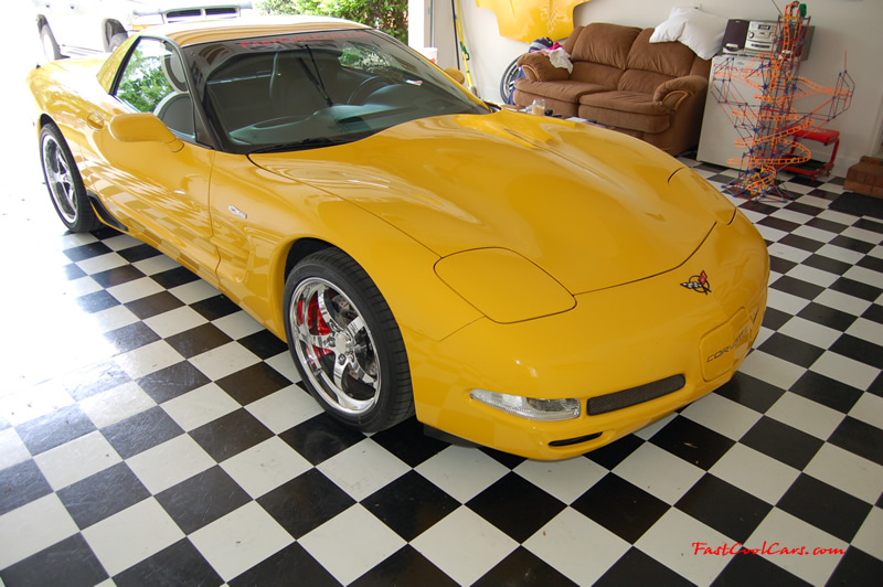 2002 Millennium Yellow supercharged & methanol injected Z06 Corvette, with many modifications, over 50 grand invested in the past 2+ years, for sale $38,000 what a deal. Clear front marker lens on the right side.