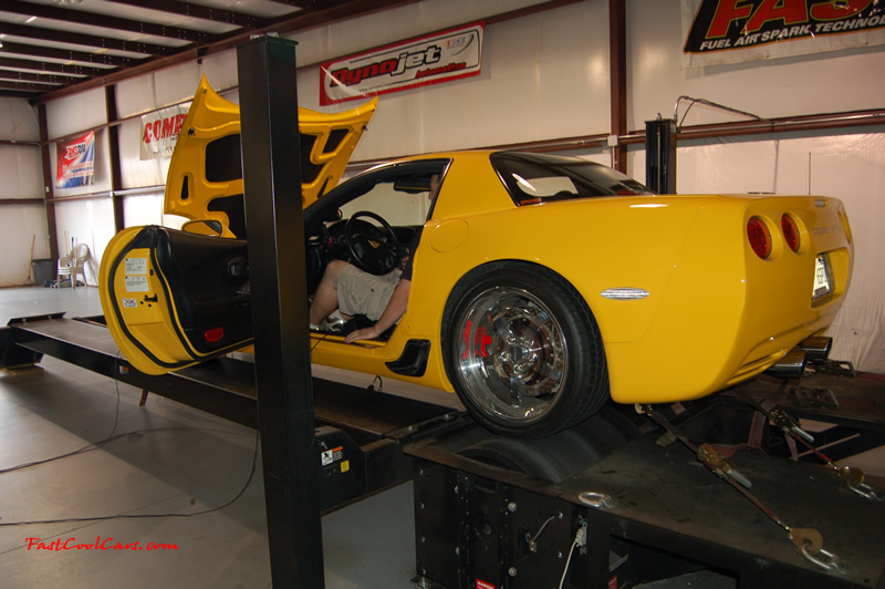 2002 Millennium Yellow supercharged & methanol injected Z06 Corvette, with many modifications, over 50 grand invested in the past 2+ years, for sale $38,000 what a deal. Making a pull on the dyno, watch video on the first page in this secion on this car... cool video sounds killer.