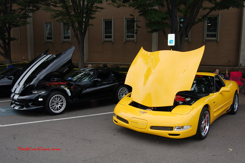 2002 Millennium Yellow supercharged & methanol injected Z06 Corvette, with many modifications, over 50 grand invested in the past 2+ years, for sale $38,000 what a deal. A friend of mines 1999 Viper next to me at the car show.