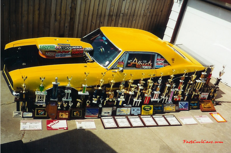 Best Et-8.18 - Best Mph-170 - car weighs-3345, with driver - did the longest wheelie in super Chevy history, 367 feet from the starting line ! the Camaro was the first 3200 lb car to go in the 9s, also the first 3200lb car to go in the 8s.
