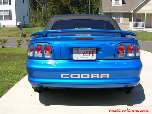 1998 Mustang Cobra Convertible - 1 of 223 - Electric blue, with new stainless cobra letters.