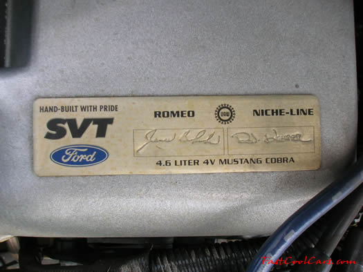 1998 Mustang Cobra Convertible - 1 of 223 - Electric blue, original signature tag on handbuilt engine