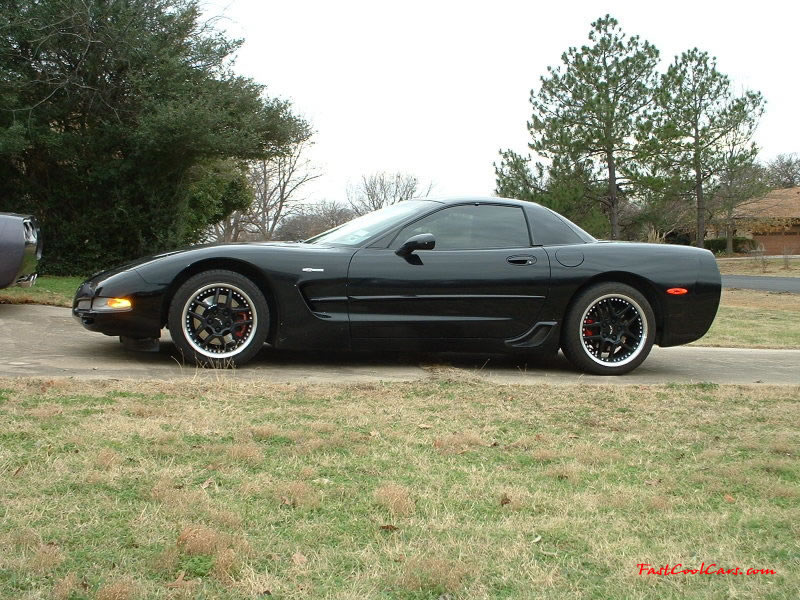 C5 Chevrolet Z06 Corvette 2001 - 2004, 385 to 405 horsepower, Aluminum block and heads LS6, all with 6 speeds.  America's sport car, in Black with black motor sports wheels. 