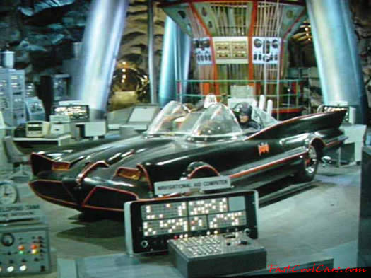 The Original Batmobile from the series in 1966-68 TV series Inside the bat cave