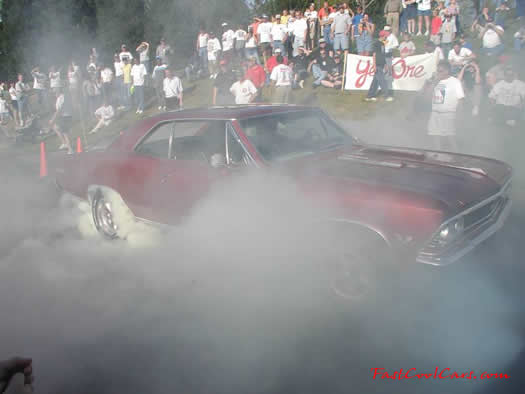 Chevrolet Chevelle burnout continuing...tons of smoke