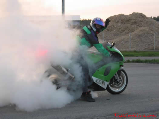Superbike burnout nice color green