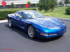 C5 Chevrolet Z06 Corvette 2001 - 2004, 385 to 405 horsepower, Aluminum block and heads LS6, all with 6 speeds.  America's sport car in Electron Blue, right front angle view.
