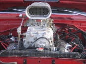 1969 Dodge Dart Hemi. Blown V8 front of the blower