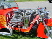 Custom T-bucket Trike V8 Chevy Custom Stroker Engine Harley Front End ~ Crazy Horse Real Fire Paint ~ 1st Place Show Winner.