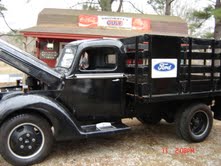 1940 Ford one ton stake bed truck.