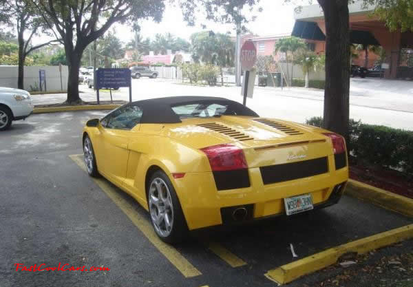 Very Fast Cool Exotic Supercar, sweet yellow Lamborghini roadster.