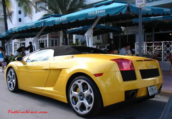 Very Fast Cool Exotic Supercar, yellow convertible Lambo