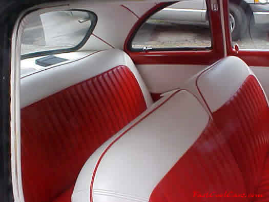 1950 Ford club coupe - better known as a shoebox. custom rolled and pleated red and white interior
