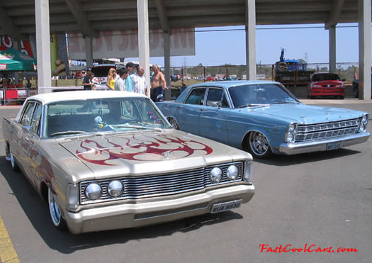 Lowriders that have been lowered, dropped, slammed, and scraping. Classic American Lowriders.