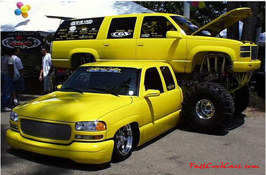 Lowriders that have been lowered, dropped, slammed, and scraping. Chevy Silerado low rider.