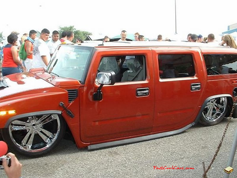 Pimped out ride, Pimp my ride with custom paint. Huge Custom wheels, on a slammed Hummer.