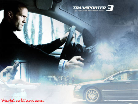 Transporter 3, with one fast cool Audi car. Poster ad.