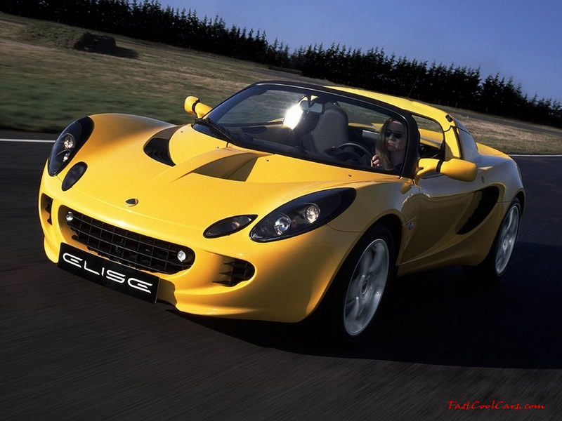 Lotus Elise, Yellow paint, nice. Left front angle view