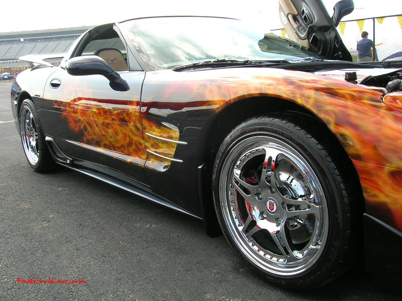 Nopi Nationals - Motorsports Supershow 2005, Cool flame job, and gull winged doors, Custom Chevy Corvette.