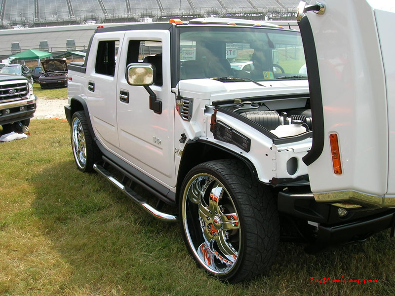 Nopi Nationals - Motorsports Supershow 2005, Hummer with 26 inch chrome wheels, and many other custom modifications. Pimp My Ride, Pimped out Hummer.