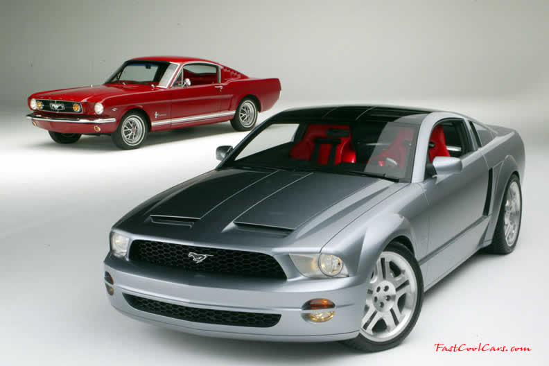 new and old mustang