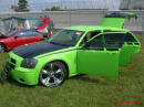 Nopi Nationals - Motorsports Supershow 2005, Dodge Magnum, in lime green, with black racing stripes, and chrome wheels, lowrider. Pimp My Ride, Pimped out.