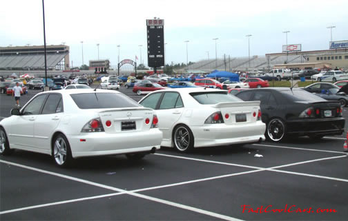 Lowriders that have been lowered, dropped, slammed, and scraping.